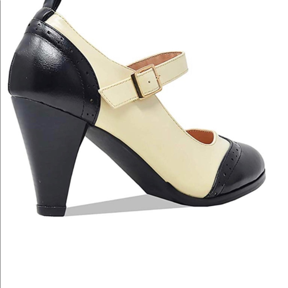 ๐ Women's Round Toe Two Tone Mary Jane Pumps - Picture 3 of 3